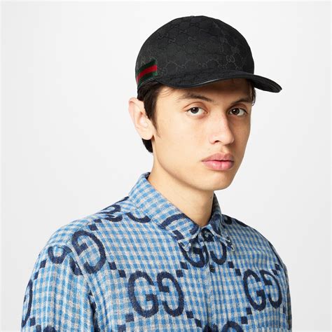 gucci gg canvas cap black|Gucci canvas baseball hat.